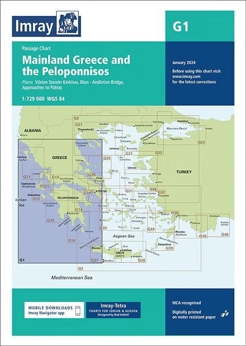 ICG1-3_4f498b63-a8d6-4c02-82f9-7431c8abe1a8_580x_crop_center Imray Charts G1 Mainland Greece and the Peloponnisos - Image 1