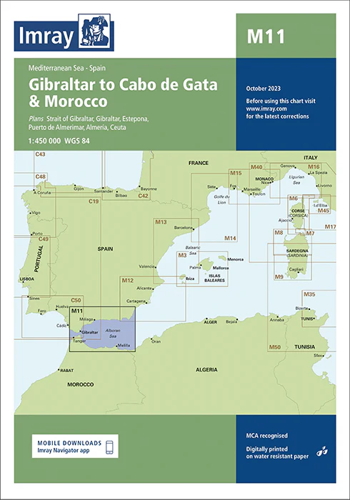 ICM11 Imray Charts M11 Gibraltar to Cabo de Gata and Morocco - Image 1